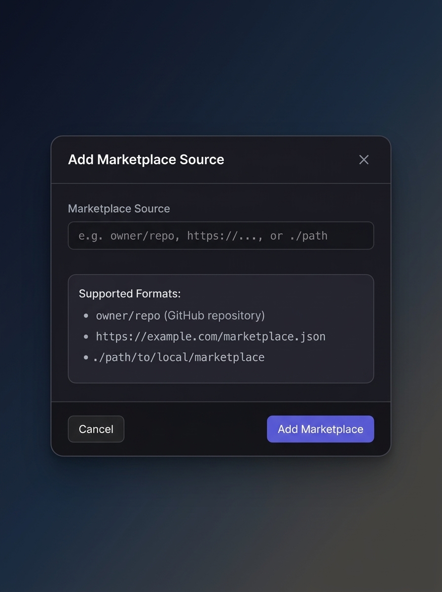 Add Marketplace Source dialog